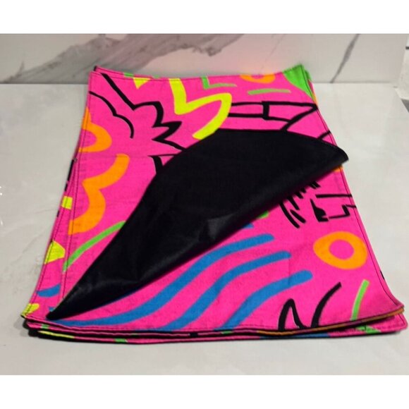 Kemp & Beatley Neon Placemats Set 4 Vintage 80s Abstract Art Deco 17x12 USA - Picture 3 of 9